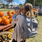 RUVALINO Diaper Bag Backpack - Multifunction Travel Baby Diaper Bag with Changing Pad, Insulated Bottle Holders & Pacifier Case, Large Capacity, Waterproof, Gray