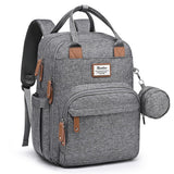RUVALINO Diaper Bag Backpack - Multifunction Travel Baby Diaper Bag with Changing Pad, Insulated Bottle Holders & Pacifier Case, Large Capacity, Waterproof, Gray