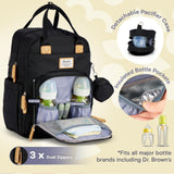RUVALINO Diaper Bag Backpack, Multifunction Travel Pack Maternity Baby Changing Bags, Large Capacity, Waterproof, Black