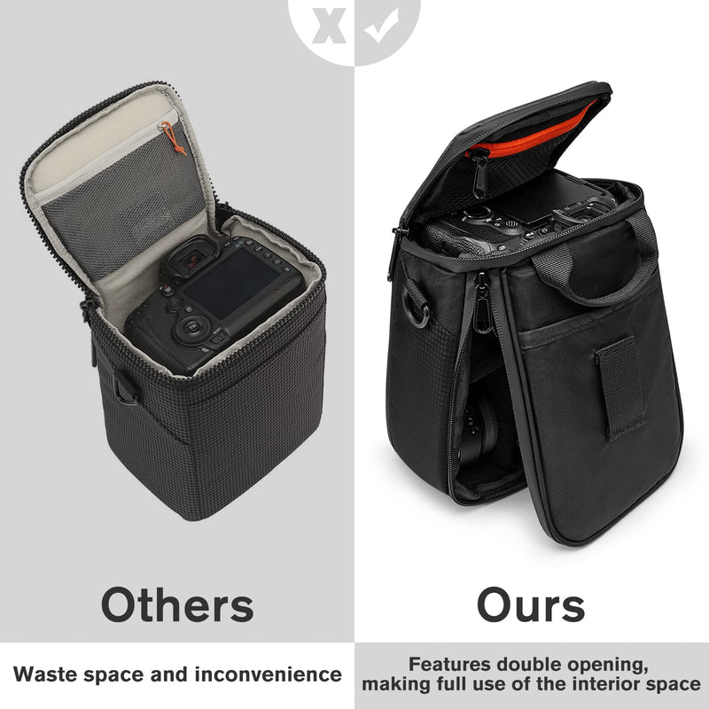 S - ZONE Camera Bag Waterproof Shockproof Lens Case Camera Insert Bag Practical Padded DSLR SLR Camera Protection Insert Bag Lens Cases for Mirrorless Lens Cable Accessories, Black, Small, Casual