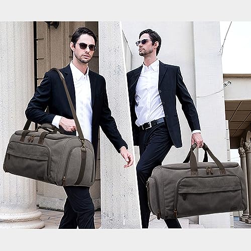 S-ZONE Carry On Garment Bag for Travel Convertible Garment Duffle Bag Suit Bags for Men Women Travel 2 in 1 Hanging Suitcase Business Travel Bag with Toiletry Bag, Gery, 50l