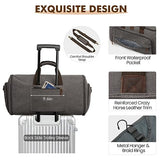 S-ZONE Carry On Garment Bag for Travel Convertible Garment Duffle Bag Suit Bags for Men Women Travel 2 in 1 Hanging Suitcase Business Travel Bag with Toiletry Bag, Gery, 50l