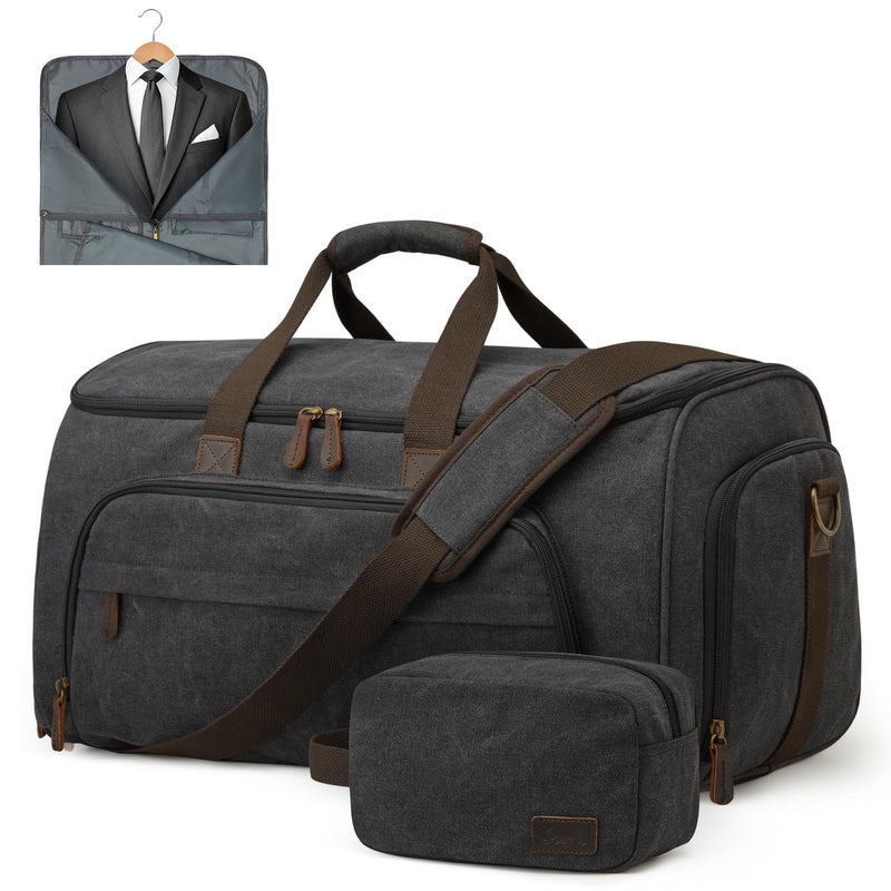 S - ZONE Carry On Garment Bag for Travel Convertible Garment Duffle Bag Suit Bags for Men Women Travel 2 in 1 Hanging Suitcase Business Travel Bag with Toiletry Bag, Black, 50l