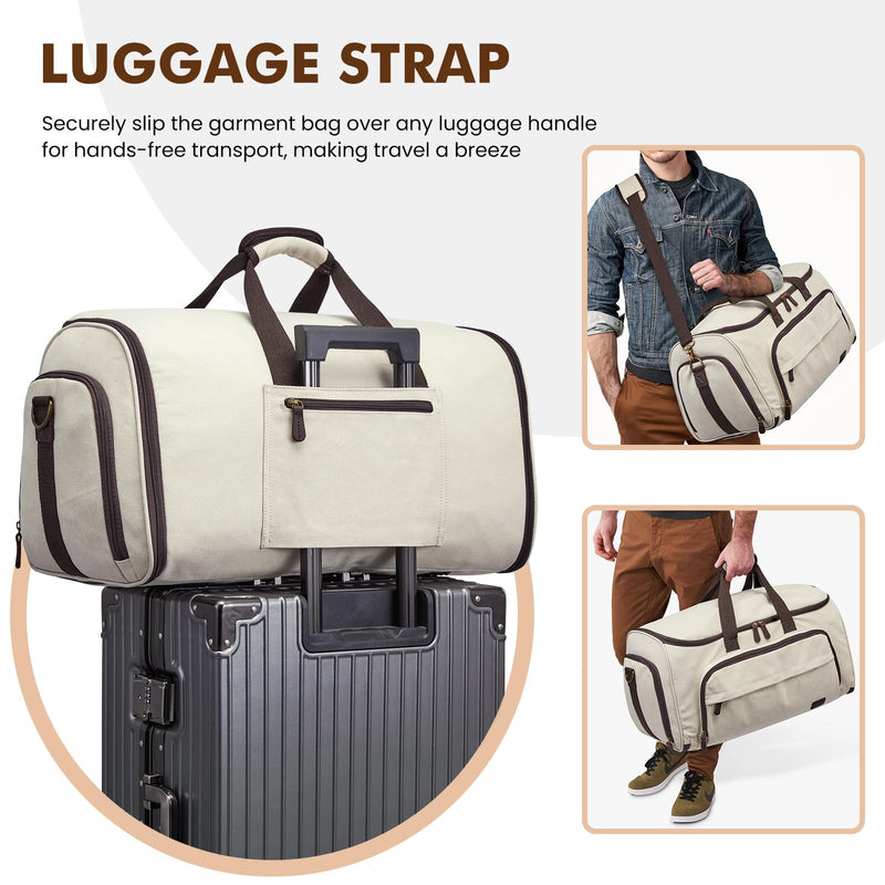 S - ZONE Carry On Garment Bag for Travel Convertible Garment Duffle Suit Bags for Men Women 2 in 1 Hanging Suitcase Business 50L