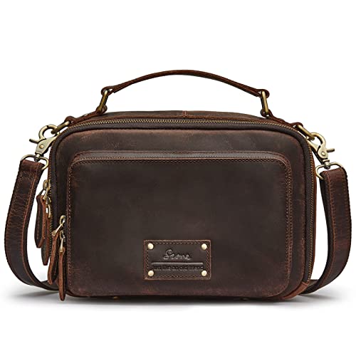 S-ZONE Genuine Leather Crossbody Purses for Women Vintage Top Handle Handbags Shoulder Bag | Backpacks4Less