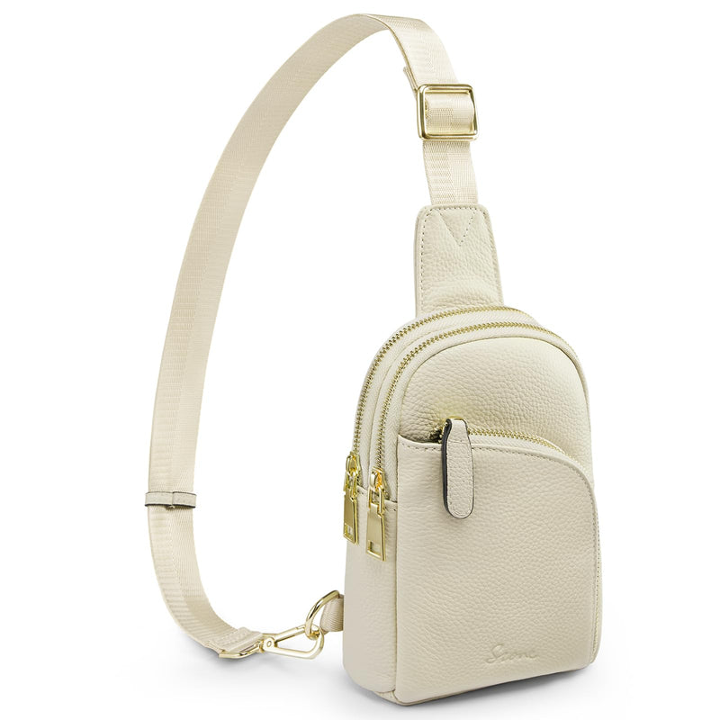 S - ZONE Genuine Leather RFID Blocking Small Sling Bag Women Crossbody Fanny Packs