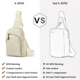 S - ZONE Genuine Leather RFID Blocking Small Sling Bag Women Crossbody Fanny Packs