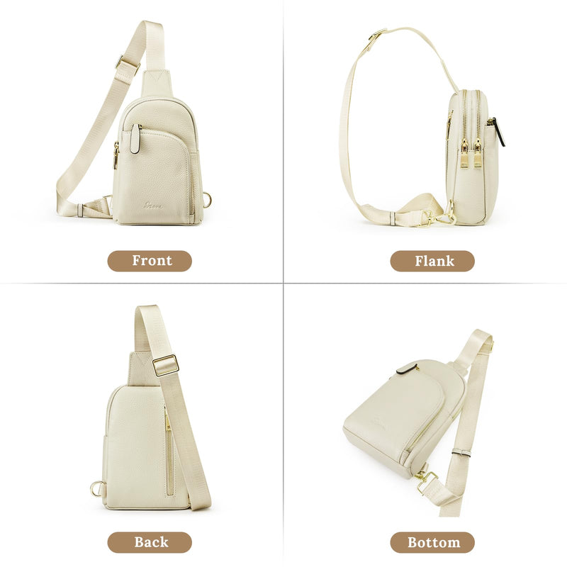 S - ZONE Genuine Leather RFID Blocking Small Sling Bag Women Crossbody Fanny Packs