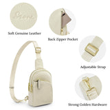 S - ZONE Genuine Leather RFID Blocking Small Sling Bag Women Crossbody Fanny Packs