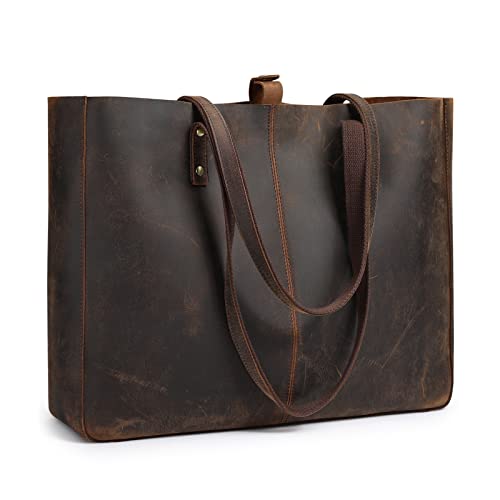 S-ZONE Genuine Leather Shoulder Tote Bag for Women Large Handbag Work Purse | Backpacks4Less