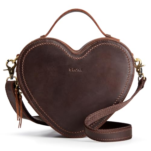 S-ZONE Leather Crossbody Bags for Women Heart Shaped Purse Small Designer Fashion Handbag with Adjustable Strap | Backpacks4Less