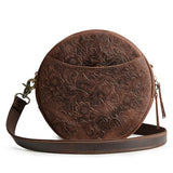 S-ZONE Leather Crossbody Bags for Women Trendy Circle Cross Body Shoulder Bag Designer Round Purses | Backpacks4Less