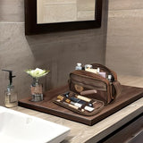 S-ZONE Leather Travel Toiletry Bag for Men Women Traveling Cosmetic Shaving Bags Dopp Kit