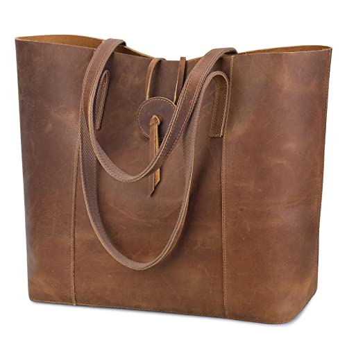 S-ZONE Vintage Genuine Leather Tote Bag for Women Large Shoulder Purse Handbag | Backpacks4Less