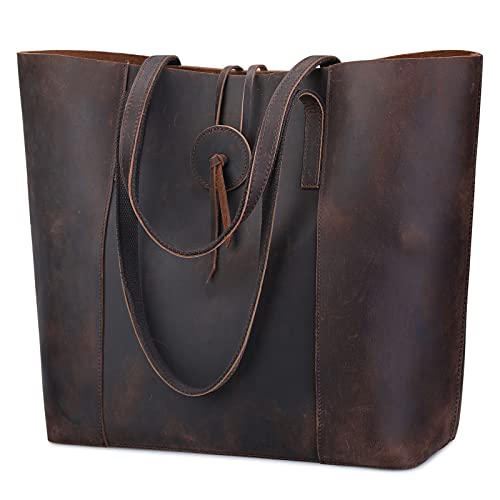 S-ZONE Vintage Genuine Leather Tote Bag for Women Large Shoulder Purse Handbag | Backpacks4Less