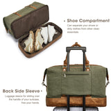 S - ZONE Weekender Bag for Men Canvas Duffle Large Weekend Overnight Travel Carry On Tote Bag with Shoe Compartment (Army Green)