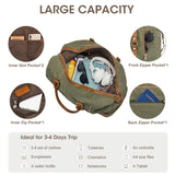 S - ZONE Weekender Bag for Men Canvas Duffle Large Weekend Overnight Travel Carry On Tote Bag with Shoe Compartment (Army Green)