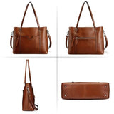 S-ZONE Women Genuine Leather Top Handle Satchel Daily Work Tote Shoulder Bag