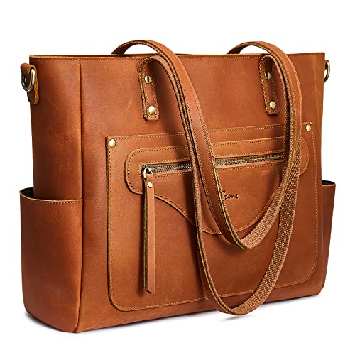 S-ZONE Women Genuine Leather Tote Bag Large Shoulder Purse Vintage Crossbody Work Handbag | Backpacks4Less