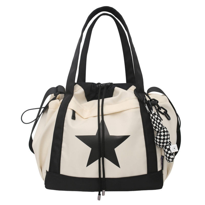 SAANG & JAT Star Messenger Bag, Vintage Star Tote Bag Y2K, Cute Aesthetic Crossbody Bag For Women, Fashion Shoulder Bag For Travel Bags (White), Large