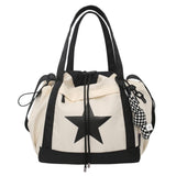 SAANG & JAT Star Messenger Bag, Vintage Star Tote Bag Y2K, Cute Aesthetic Crossbody Bag For Women, Fashion Shoulder Bag For Travel Bags (White), Large