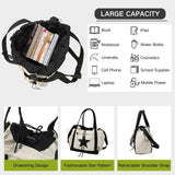 SAANG & JAT Star Messenger Bag, Vintage Star Tote Bag Y2K, Cute Aesthetic Crossbody Bag For Women, Fashion Shoulder Bag For Travel Bags (White), Large