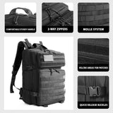 Saboos Military Tactical Backpack for Men 45L Molle Army 3 Days Assault Pack Bug Out Bag Water Resistant