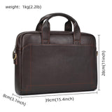 SAIION Genuine Leather Briefcase for Men, Laptop Computer Shoulder Bag With Strap, 15.6 Inch Business Travel Work Handbag, Brown
