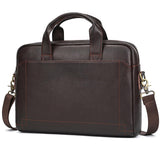 SAIION Genuine Leather Briefcase for Men, Laptop Computer Shoulder Bag With Strap, 15.6 Inch Business Travel Work Handbag, Brown