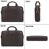 SAIION Genuine Leather Briefcase for Men, Laptop Computer Shoulder Bag With Strap, 15.6 Inch Business Travel Work Handbag, Brown