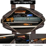 SAIION Genuine Leather Briefcase for Men, Laptop Computer Shoulder Bag With Strap, 15.6 Inch Business Travel Work Handbag, Brown