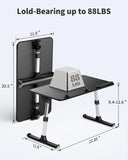 SAIJI Height & Angle Adjustable Laptop Stand for Bed, Lap Desk Bed Tray Table, Light Weight Foldable Portable Laptop Table for Couch Sofa Chair Floor Desk for Adults, Kids (52*30cm Black)