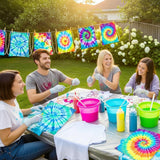 Saintrygo 12 Pieces 12/6 Pcs Tie Dye Cotton Drawstring Bags Sublimation Blank Backpack White Canvas Bags Kid DIY Items for Party Favors (White)