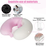 SAIREIDER Travel Neck Pillow 100% Pure Memory Foam Airplane Pillow for Head Support,Soft Adjustable Pillow for Plane, Car & Home Recliner (Pink)