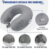 SAIREIDER Travel Pillows for Sleeping Airplane 100% Pure Memory Foam Neck Pillow for Airplanes Washable Cover(Grey)