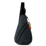 Sakroots On The Go Sling Bag for Women in Eco - Twill, Large Convertible Crossbody Backpack With Main Zipper Closer, Made From Recycled Materials - Black Tonal Spirit Desert