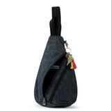 Sakroots On The Go Sling Bag for Women in Eco - Twill, Large Convertible Crossbody Backpack With Main Zipper Closer, Made From Recycled Materials - Black Tonal Spirit Desert