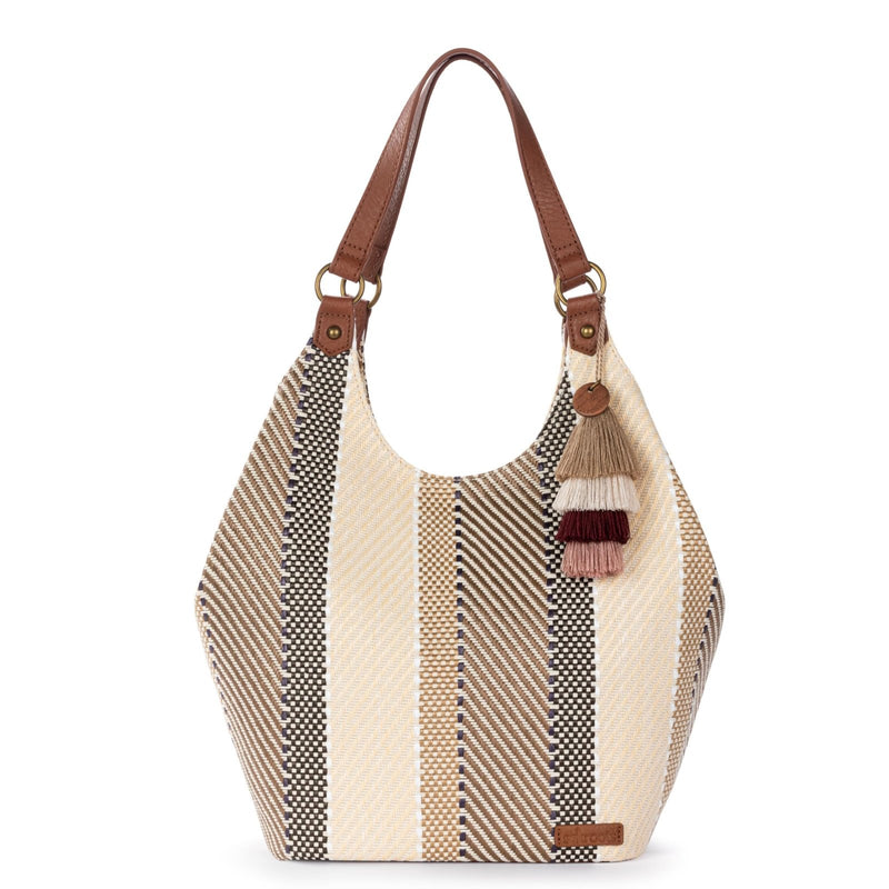 Sakroots Roma Expandable Shopper – Versatile Tote Bag with Expandable Design, Zipper Closure & Multiple Pockets for Work, Travel or Everyday Use - Tobacco Batik Woven