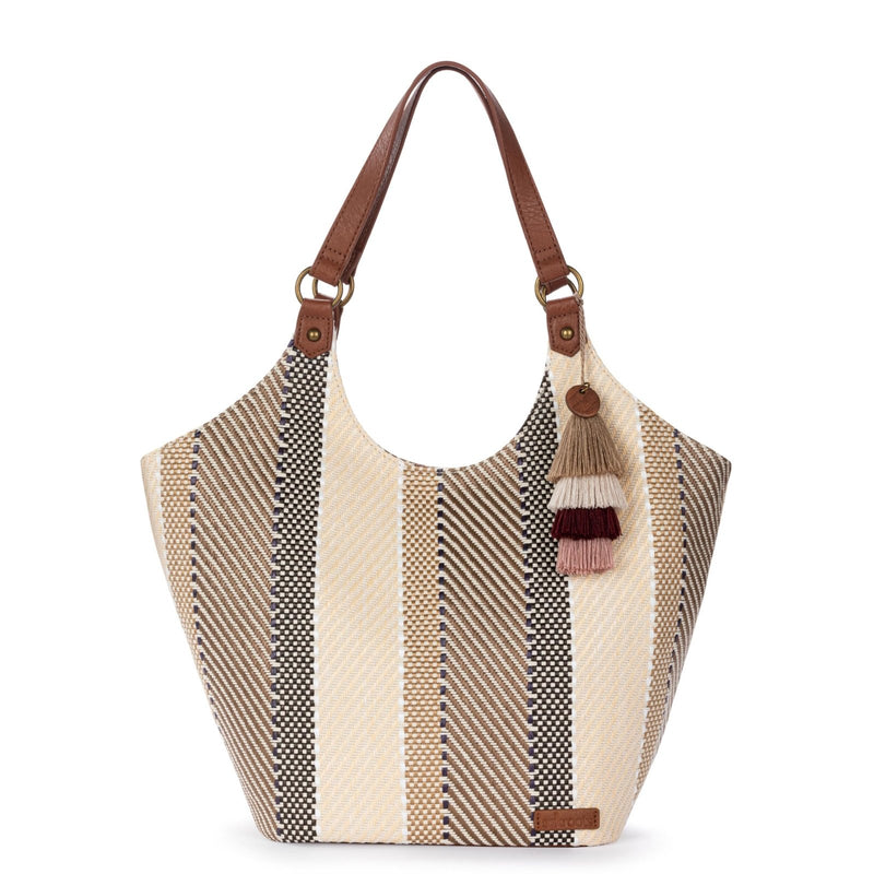 Sakroots Roma Expandable Shopper – Versatile Tote Bag with Expandable Design, Zipper Closure & Multiple Pockets for Work, Travel or Everyday Use - Tobacco Batik Woven