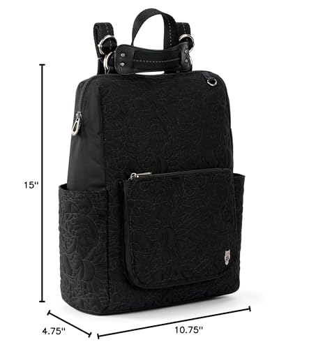 Sakroots womens Eco - twill Convertible Loyola Backpack in Eco Twill Adjustable Crossbody Strap Multifunctional Bag with Laptop Compartmen, Quilted Black Spirit Desert, One Size US