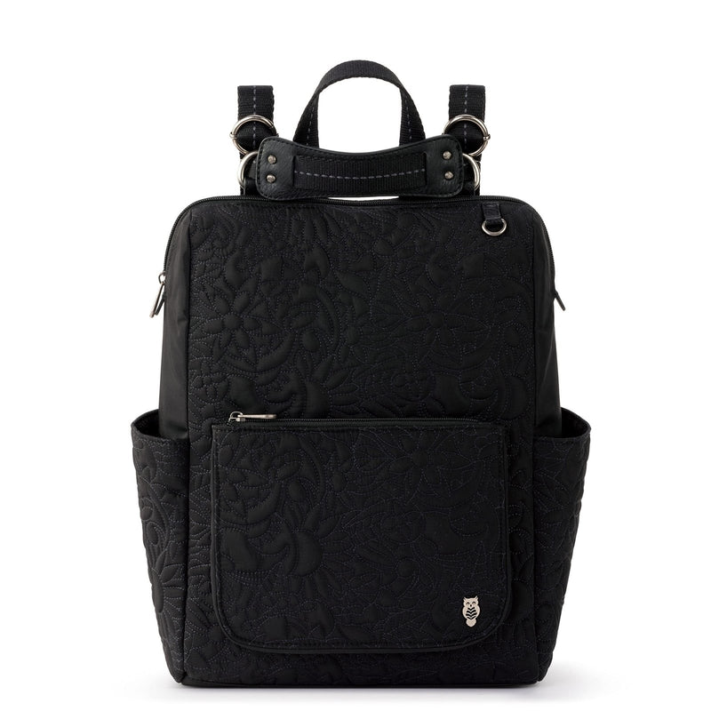 Sakroots womens Eco - twill Convertible Loyola Backpack in Eco Twill Adjustable Crossbody Strap Multifunctional Bag with Laptop Compartmen, Quilted Black Spirit Desert, One Size US
