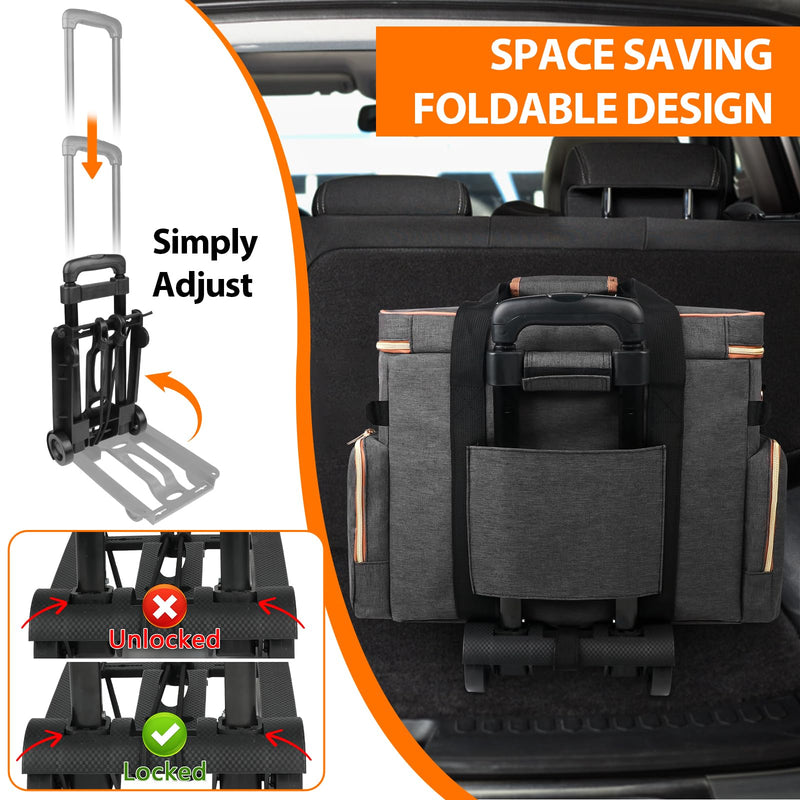 Sambois Rolling Teacher Tote Bag with Detachable Trolley, Wheeled Teacher Bag with Padded Laptop Compartment for up to 15.6 Inch, Multifunctional Rolling Briefcase for Teaching& Office (Elegant Gray)