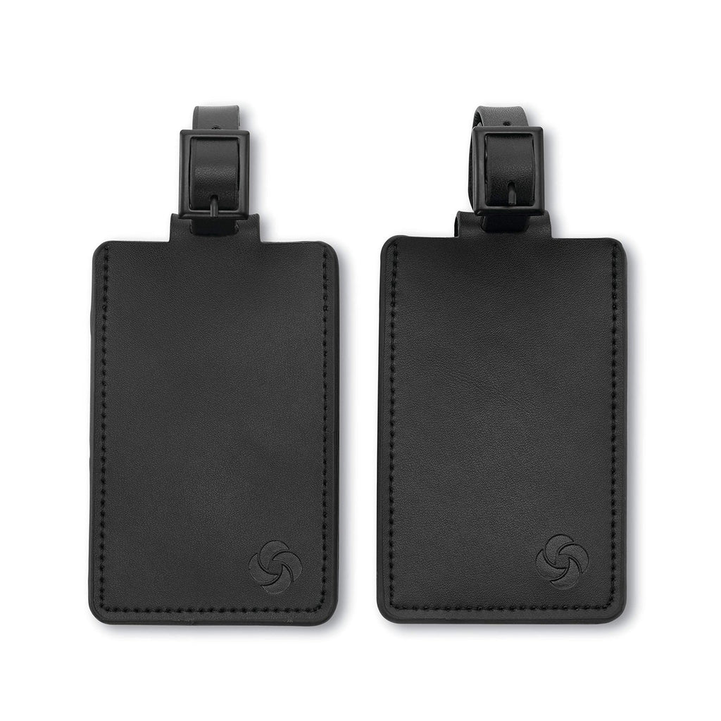 Samsonite 2-Pack Leather Luggage ID Tag, Black Logo, One Size | Backpacks4Less