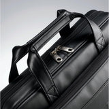 Samsonite Leather Slim Briefcase, Black, 16 Inch