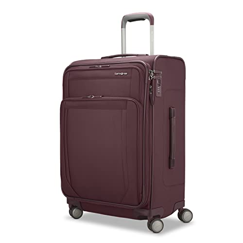 Samsonite Lineate DLX Softside Expandable Luggage with Spinner Wheels, Merlot, Medium Checked | Backpacks4Less