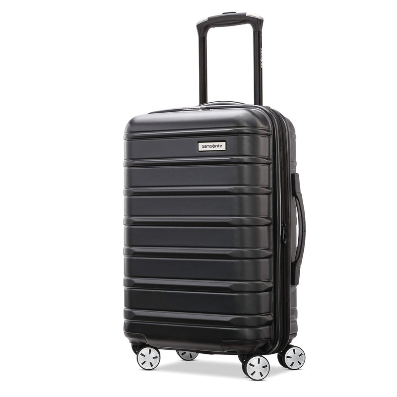 Samsonite Omni 2 Global Carry - On Spinner Luggage - Compact Size For International Travel - Airline - Approved - Features Expandable Polycarbonate Shell, 360° Wheels, USB Power Hub - Charcoal - Black
