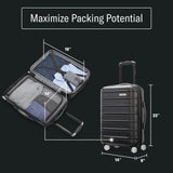 Samsonite Omni 2 Global Carry - On Spinner Luggage - Compact Size For International Travel - Airline - Approved - Features Expandable Polycarbonate Shell, 360° Wheels, USB Power Hub - Charcoal - Black
