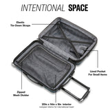 Samsonite Omni 2 Global Carry - On Spinner Luggage - Compact Size For International Travel - Airline - Approved - Features Expandable Polycarbonate Shell, 360° Wheels, USB Power Hub - Silver