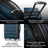 Samsonite Omni 2 Global Carry - On Spinner Luggage - Compact Size For International Travel - Airline - Approved - Features Expandable Polycarbonate Shell, 360° Wheels, USB Power Hub - Silver
