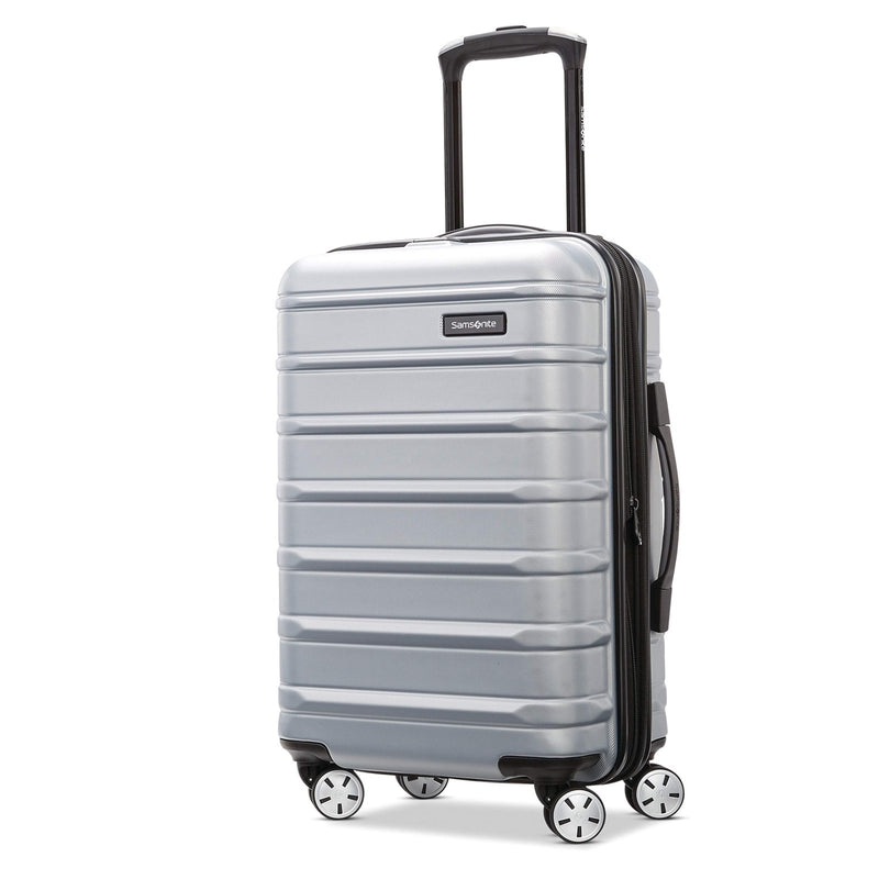 Samsonite Omni 2 Global Carry - On Spinner Luggage - Compact Size For International Travel - Airline - Approved - Features Expandable Polycarbonate Shell, 360° Wheels, USB Power Hub - Silver